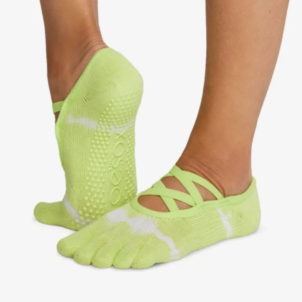 Toesox Lot Of 2 Full Toe Elle Pride Grip Women's Socks Size Large (11-13)